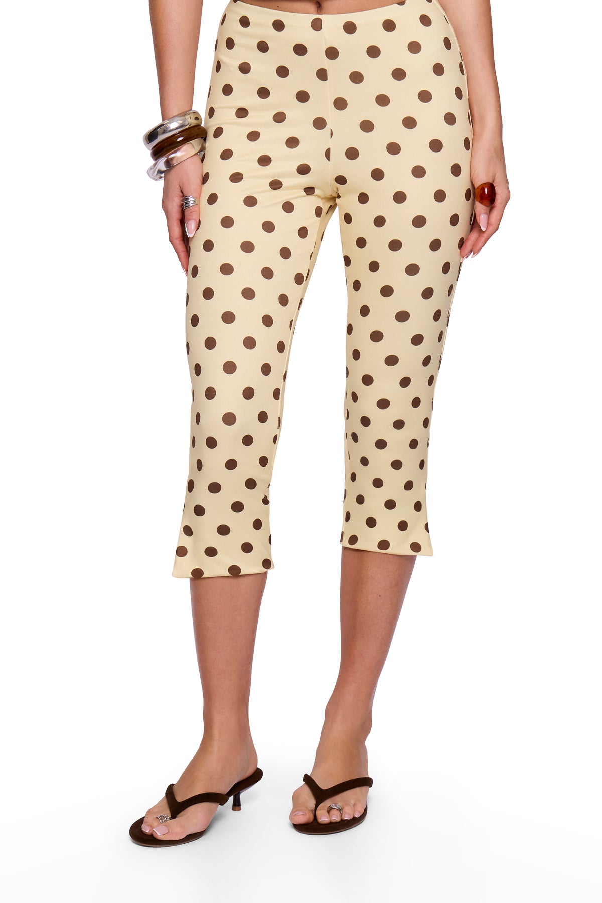 Butter Cream Polka Capri