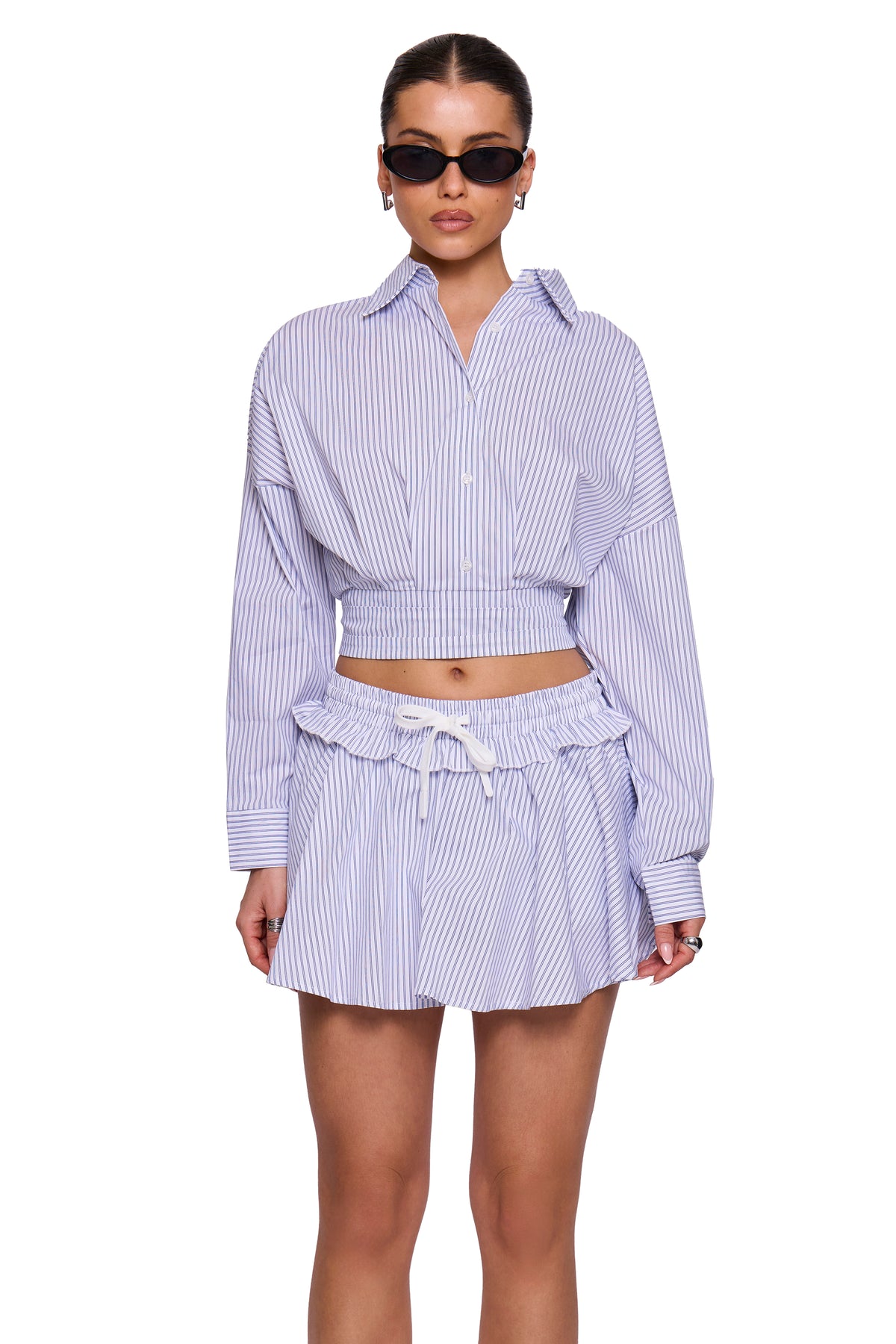 Blue Pinstripe Mini Skort