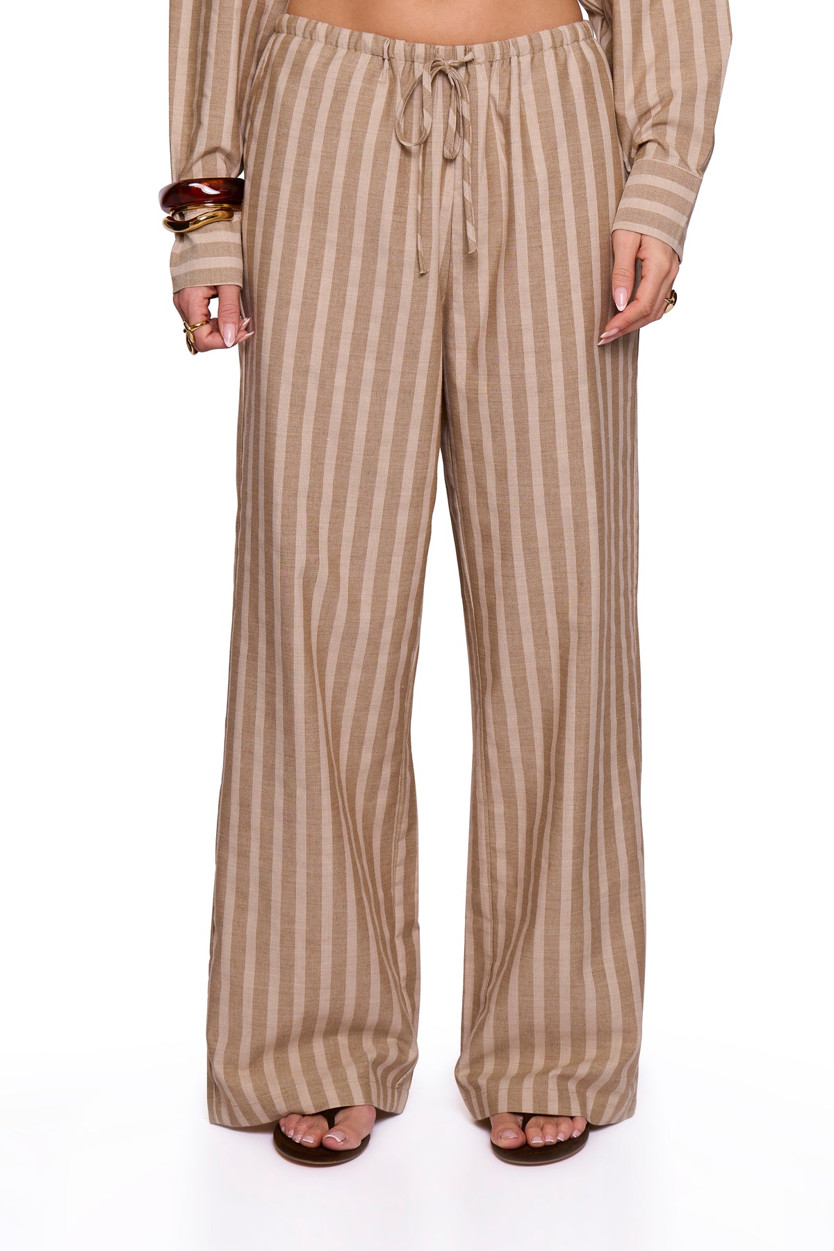 Brown Stripe Wide Trouser