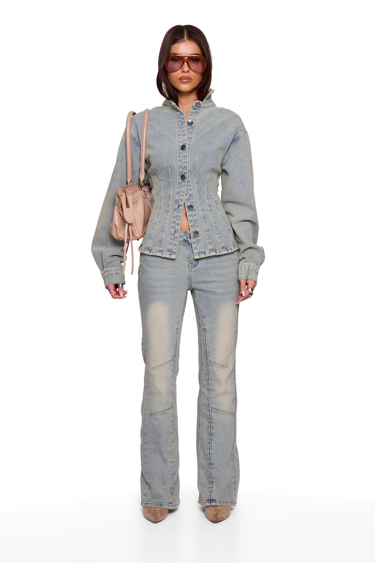 Blue Washed Denim Flare
