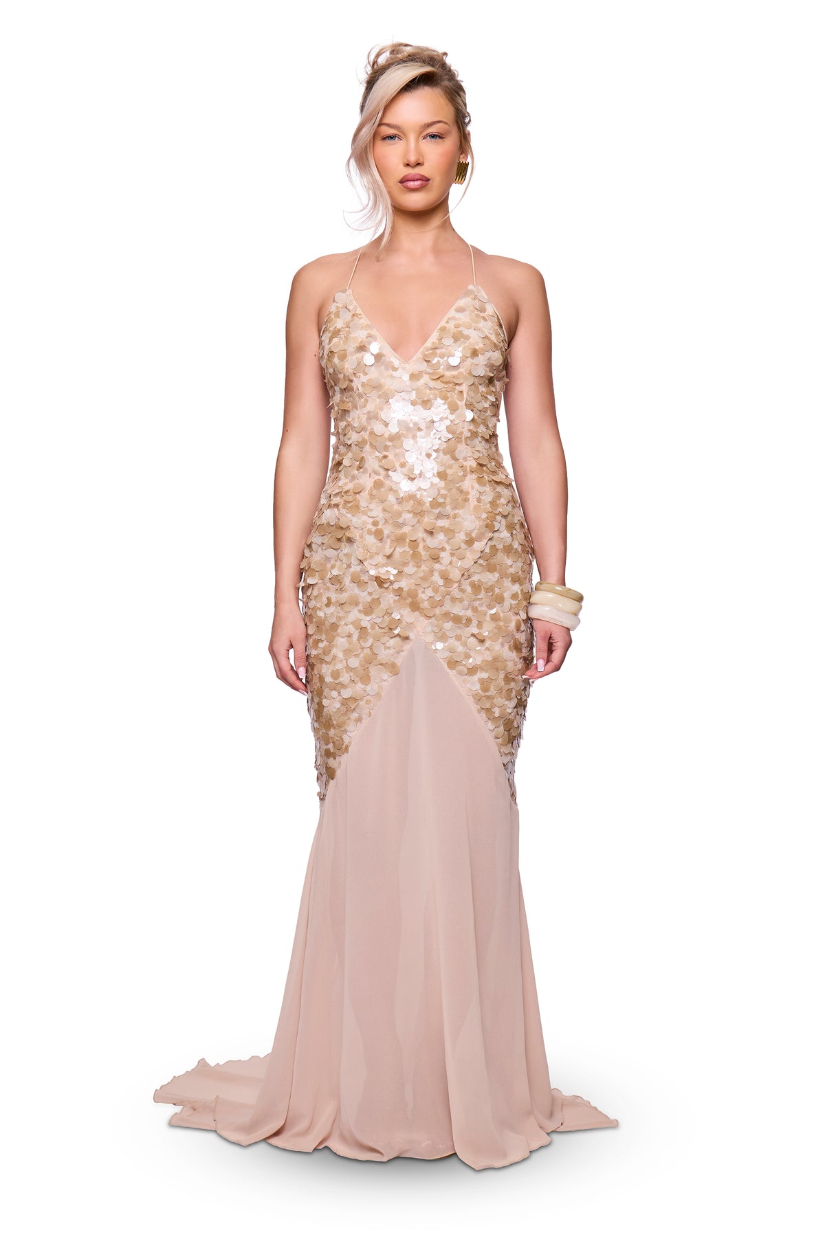 Taupe Sequin Maxi Dress